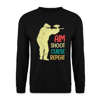 Aim Shooting Curse again Paintball - Unisex Sweatshirt - black - Front - Alina (178cm) & Michal (187cm)