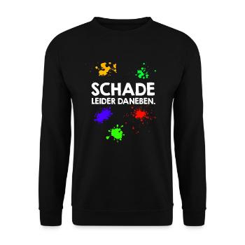 Schade leider daneben Paintballspieler - Unisex Pullover - Schwarz - Vorne - Alina (178cm) & Michal (187cm)