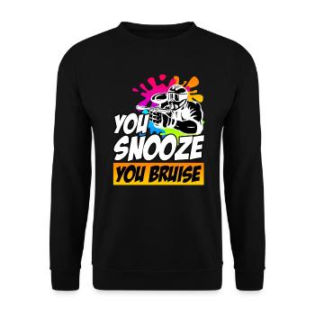 You Snooze you Bruise Paintball - Unisex Sweatshirt - black - Front - Alina (178cm) & Michal (187cm)