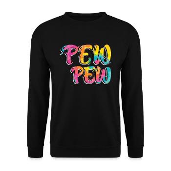 Pew Pew Paintballspieler Paintball - Unisex Pullover - Schwarz - Vorne - Alina (178cm) & Michal (187cm)