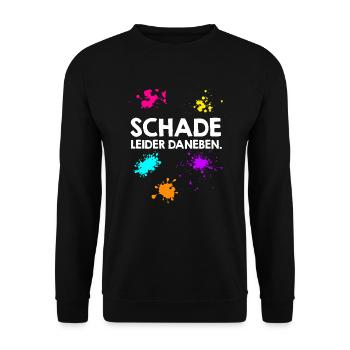 Schade leider daneben Paintballspieler - Unisex Pullover - Schwarz - Vorne - Alina (178cm) & Michal (187cm)