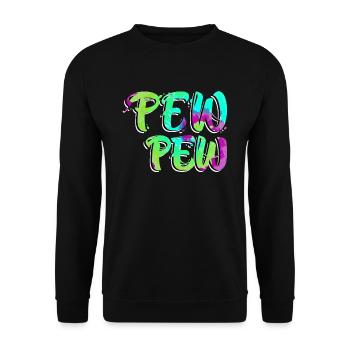 Pew Pew Paintballspieler Paintball - Unisex Pullover - Schwarz - Vorne - Alina (178cm) & Michal (187cm)