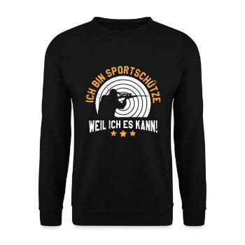 Ich bin Sportschütze Schützenverein - Unisex Pullover - Schwarz - Vorne - Alina (178cm) & Michal (187cm)