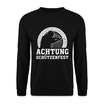 Achtung Schützenfest - Unisex Pullover - Schwarz - Vorne - Alina (178cm) & Michal (187cm)