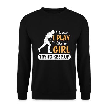 Basketball féminin Essayez de suivre le rythme - Sweat-shirt Unisexe - noir - Devant - Alina (178cm) & Michal (187cm)