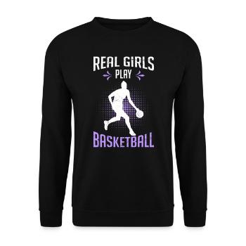 Les vraies filles jouent au basket-ball - Sweat-shirt Unisexe - noir - Devant - Alina (178cm) & Michal (187cm)
