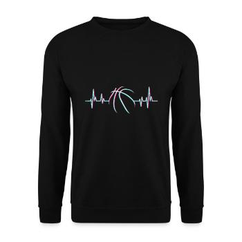 Basketball Herzschlag Basketballer - Unisex Pullover - Schwarz - Vorne - Alina (178cm) & Michal (187cm)