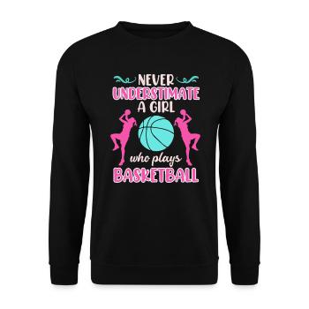 Never underestimate a female basketball player - Unisex Sweatshirt - black - Front - Alina (178cm) & Michal (187cm)