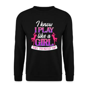 Play Basketball like a Girl Basketballer - Unisex Pullover - Schwarz - Vorne - Alina (178cm) & Michal (187cm)