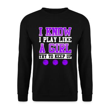I play Basketball like a Girl Women - Unisex Sweatshirt - black - Front - Alina (178cm) & Michal (187cm)