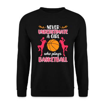 Never underestimate a female basketball player - Unisex Sweatshirt - black - Front - Alina (178cm) & Michal (187cm)