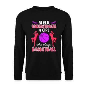 Never underestimate a female basketball player - Unisex Sweatshirt - black - Front - Alina (178cm) & Michal (187cm)