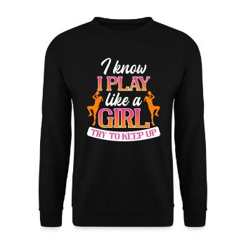 Play Basketball like a Girl Basketballer - Unisex Pullover - Schwarz - Vorne - Alina (178cm) & Michal (187cm)