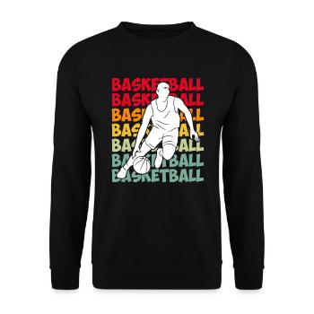 Basketball Vintage Basketballer - Unisex Pullover - Schwarz - Vorne - Alina (178cm) & Michal (187cm)