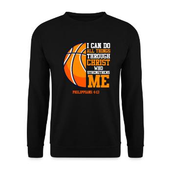 Basketball Bible Quote I can do all the things - Unisex Sweatshirt - black - Front - Alina (178cm) & Michal (187cm)