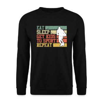 Eat Sleep get Kids to Sport repeat Basketball Papa - Unisex Sweatshirt - black - Front - Alina (178cm) & Michal (187cm)
