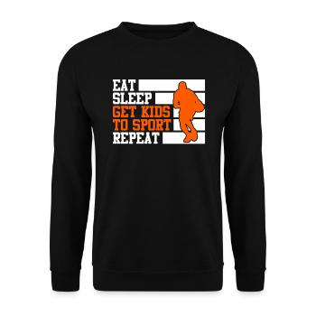 Eat Sleep get Kids to Sport repeat Basketball Papa - Unisex Sweatshirt - black - Front - Alina (178cm) & Michal (187cm)