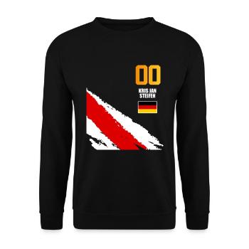 Sauftrikot Deutschland Kris Jan Steifen - Unisex Pullover - Schwarz - Vorne - Alina (178cm) & Michal (187cm)