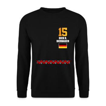 Sauftrikot Deutschland Dick R. Bierbauch - Unisex Pullover - Schwarz - Vorne - Alina (178cm) & Michal (187cm)