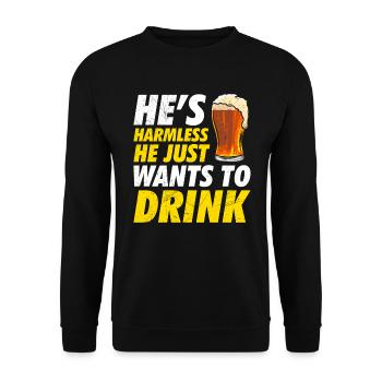 Der will nur Bier saufen Biertrinker - Unisex Pullover - Schwarz - Vorne - Alina (178cm) & Michal (187cm)