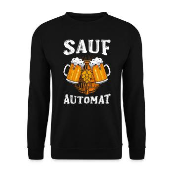 Sauf Automat Biertrinker Bier - Unisex Pullover - Schwarz - Vorne - Alina (178cm) & Michal (187cm)