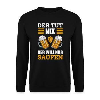 Der will nur Bier Herren Biertrinker - Unisex Pullover - Schwarz - Vorne - Alina (178cm) & Michal (187cm)
