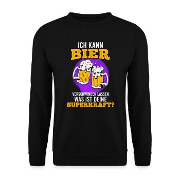 Bier verschwinden lassen Superpower - Unisex Pullover - Schwarz - Vorne - Alina (178cm) & Michal (187cm)