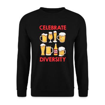 Celebrate Diversity Bier Biertrinker Craftbier - Unisex Pullover - Schwarz - Vorne - Alina (178cm) & Michal (187cm)