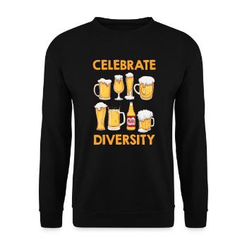 Celebrate Diversity Bier Biertrinker Craftbier - Unisex Pullover - Schwarz - Vorne - Alina (178cm) & Michal (187cm)
