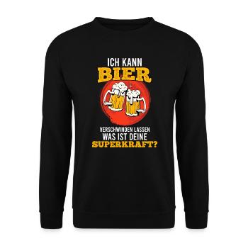 Bier verschwinden lassen Superpower - Unisex Pullover - Schwarz - Vorne - Alina (178cm) & Michal (187cm)
