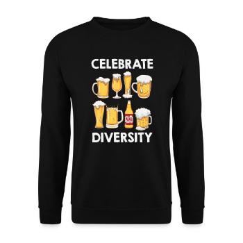 Celebrate Diversity Bier Biertrinker Craftbier - Unisex Pullover - Schwarz - Vorne - Alina (178cm) & Michal (187cm)