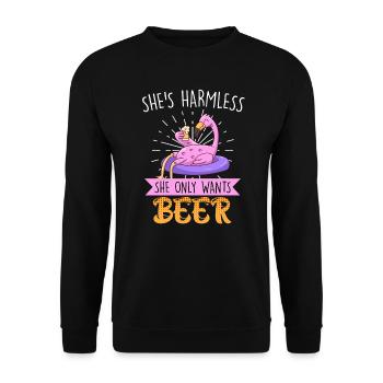 Die tut nix die will nur Bier Flamingo - Unisex Pullover - Schwarz - Vorne - Alina (178cm) & Michal (187cm)
