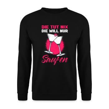 Sie tut nix die will nur trinken Party Malle - Unisex Pullover - Schwarz - Vorne - Alina (178cm) & Michal (187cm)