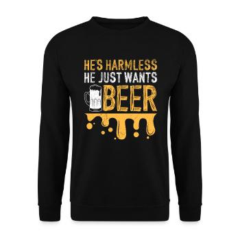 He only wants beer men beer drinker grill - Unisex Sweatshirt - black - Front - Alina (178cm) & Michal (187cm)
