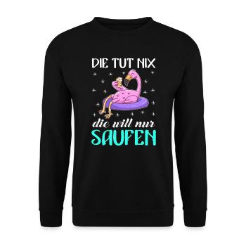 Die tut nix die will nur saufen Party Festival - Unisex Pullover - Schwarz - Vorne - Alina (178cm) & Michal (187cm)
