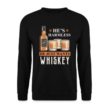 He just wants to drink Wisky - Unisex Sweatshirt - black - Front - Alina (178cm) & Michal (187cm)