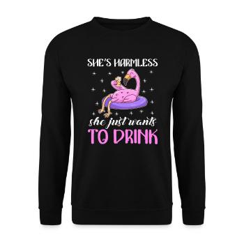 She doesn't do anything she just wants to drink Party Festival - Unisex Sweatshirt - black - Front - Alina (178cm) & Michal (187cm)