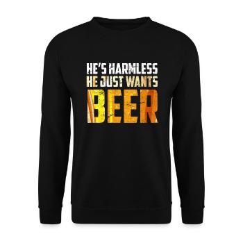 He just wants to drink beer Beer drinker - Unisex Sweatshirt - black - Front - Alina (178cm) & Michal (187cm)