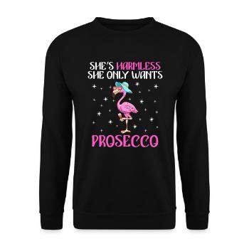 Damen Feiern Party Die will nur Prosecco - Unisex Pullover - Schwarz - Vorne - Alina (178cm) & Michal (187cm)