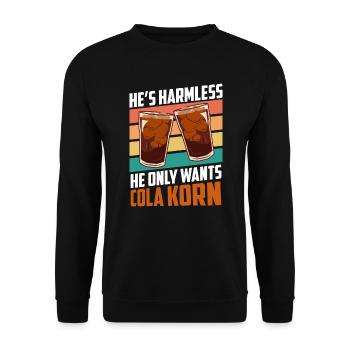 Der will nur Cola Korn - Unisex Pullover - Schwarz - Vorne - Alina (178cm) & Michal (187cm)