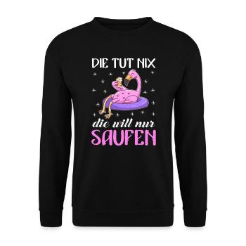 Die tut nix die will nur saufen Party Festival - Unisex Pullover - Schwarz - Vorne - Alina (178cm) & Michal (187cm)