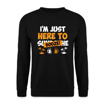 Ich bin nur zum saufen hier Biertrinker - Unisex Pullover - Schwarz - Vorne - Alina (178cm) & Michal (187cm)
