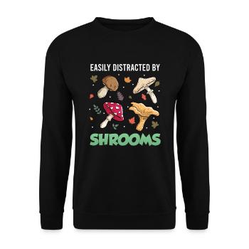 Easily distracted by Shrooms Pilzsammler - Unisex Pullover - Schwarz - Vorne - Alina (178cm) & Michal (187cm)