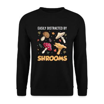 Easily distracted by Shrooms Pilzsammler - Unisex Pullover - Schwarz - Vorne - Alina (178cm) & Michal (187cm)