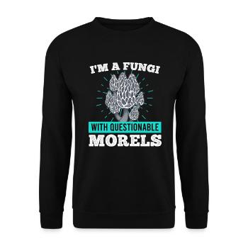 Champignons avec Morels Morechel Mushroom Picker douteux - Sweat-shirt Unisexe - noir - Devant - Alina (178cm) & Michal (187cm)