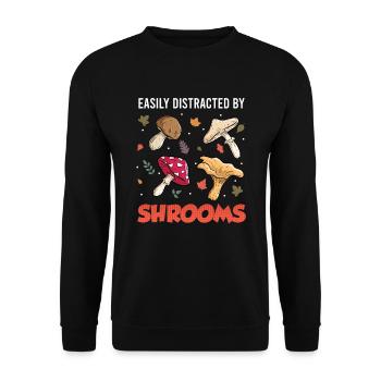 Easily distracted by Shrooms Pilzsammler - Unisex Pullover - Schwarz - Vorne - Alina (178cm) & Michal (187cm)