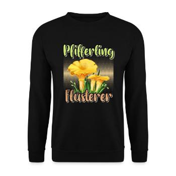 Pfifferling Flüsterer Pilzsammler Pfifferling - Unisex Pullover - Schwarz - Vorne - Alina (178cm) & Michal (187cm)
