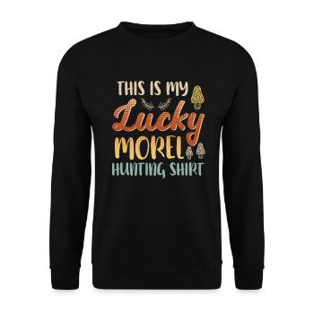 Morchel Jagd Shirt Pilzsammler - Unisex Pullover - Schwarz - Vorne - Alina (178cm) & Michal (187cm)