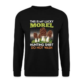 My Morel Lucky Shirt Cueilleur de champignons - Sweat-shirt Unisexe - noir - Devant - Alina (178cm) & Michal (187cm)