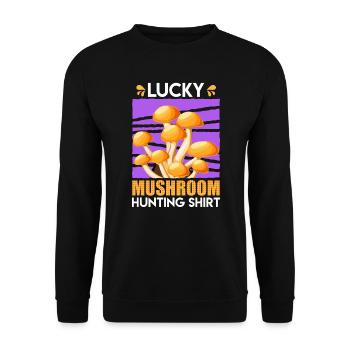 Cueilleur de champignons Lucky Mushroom Hunting - Sweat-shirt Unisexe - noir - Devant - Alina (178cm) & Michal (187cm)